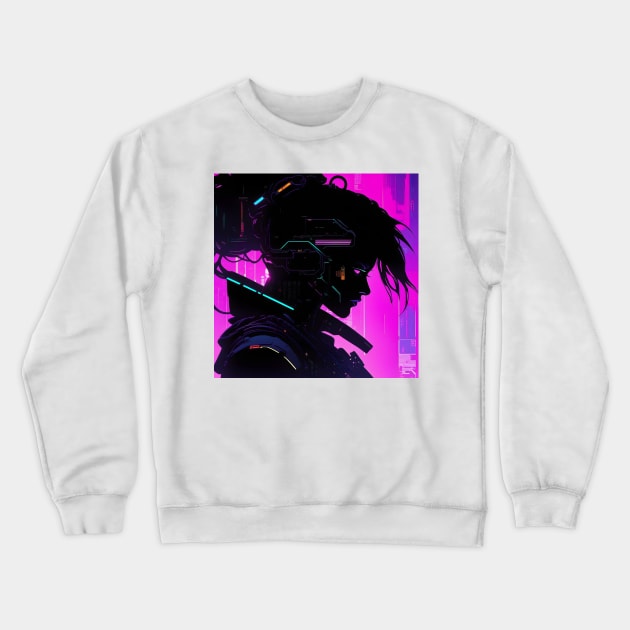 Cyberpunk silhouette Crewneck Sweatshirt by Spaceboyishere